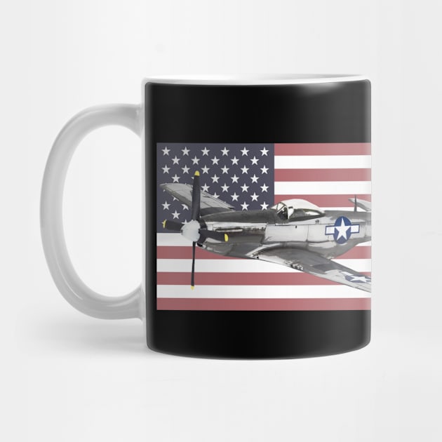 P-51 Mustang USAF USAAF WW2 WWII Fighter Plane Aircraft by Dirty Custard Designs 